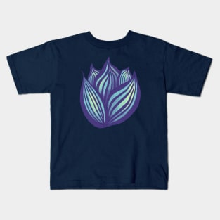 Abstract Flower Floral Decorative Art In Purple And Blue Kids T-Shirt